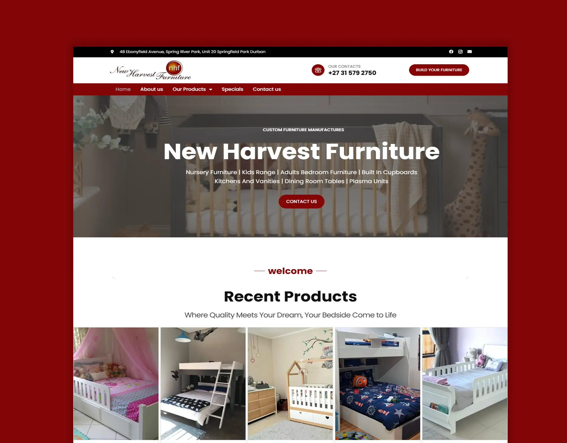 New Harvest Furniture ecommerce website design