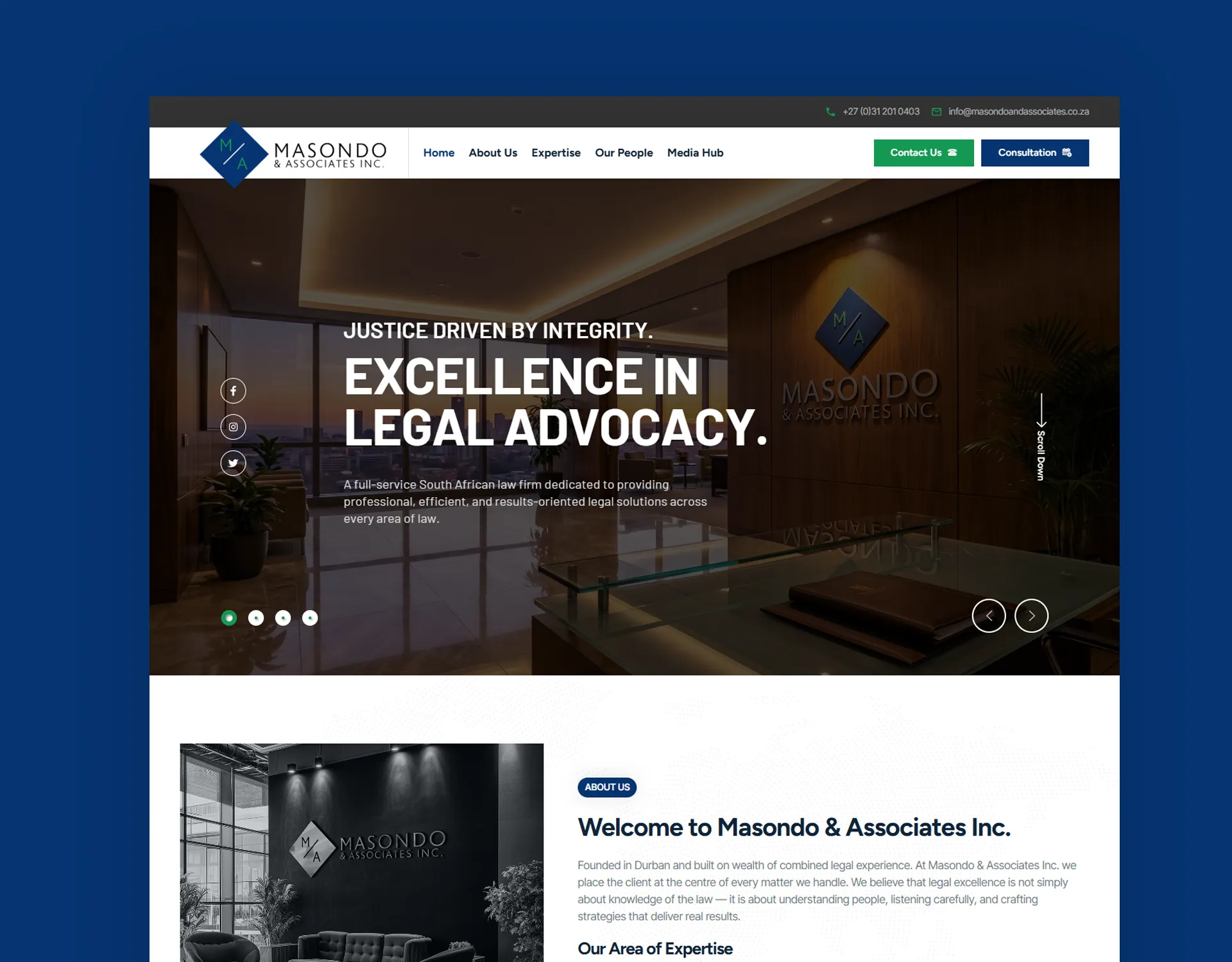 Website design for Masondo and Associates Inc Attorneys